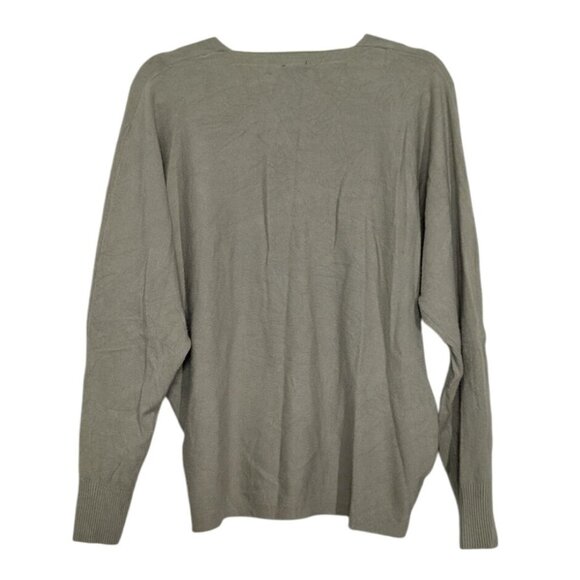 Aaeda Floral Sweater Womens Size Medium Green Boho Cottage Knit Oversized V Neck - Picture 6 of 9